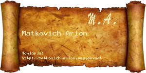 Matkovich Arion névjegykártya